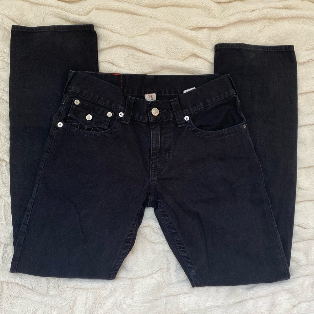 True Religion straight jeans black denim Sz 30 (recommended women's 4)